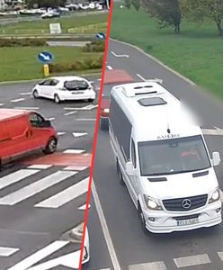 Straciła głowę. Jechała "pod prąd" rondem