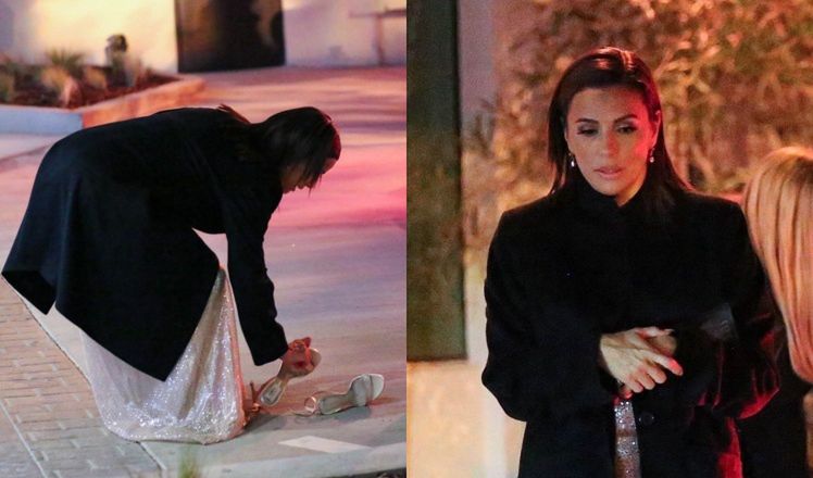Eva Longoria wraca z imprezy "ELLE" na boso