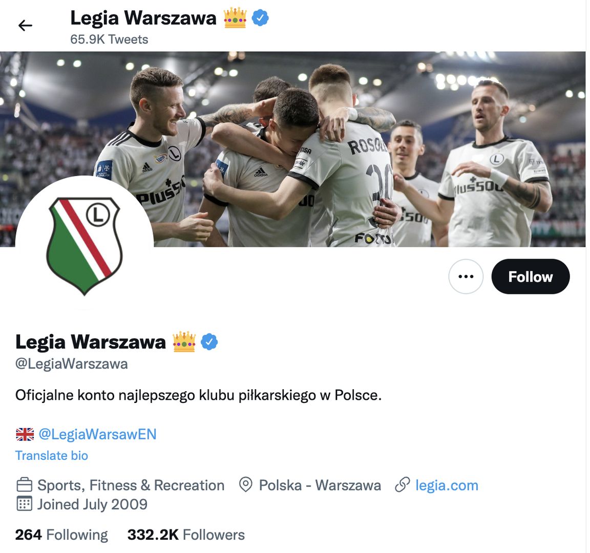 Konto Legii Warszawa na Twitterze 