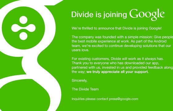 Przejęcie Divide przez Google ma uczynić Androida atrakcyjniejszym dla biznesu