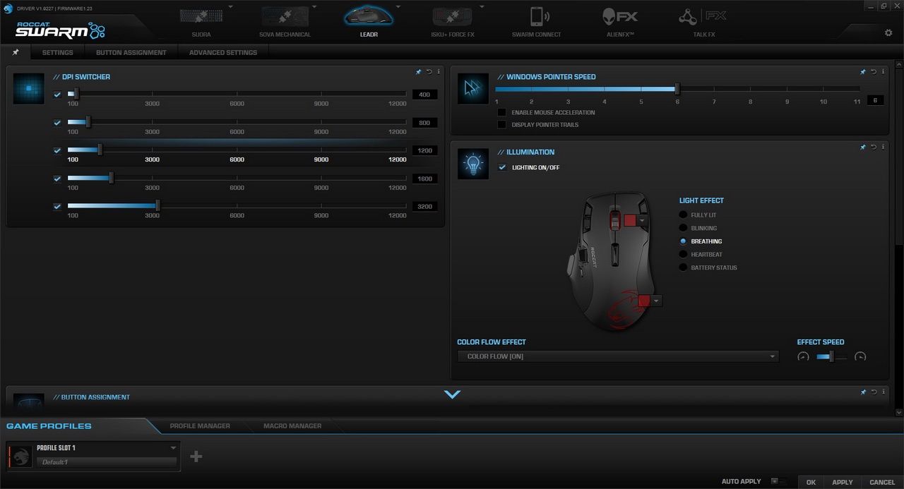 Roccat Leadr - Roccat Swarm wybór rozdzielczości