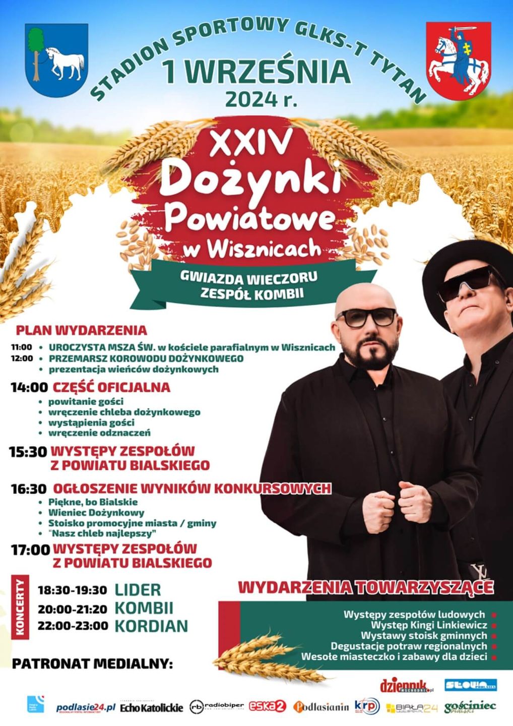 Dożynki powiatu bialskiego w Wisznicach 2024 - plakat, program wydarzenia