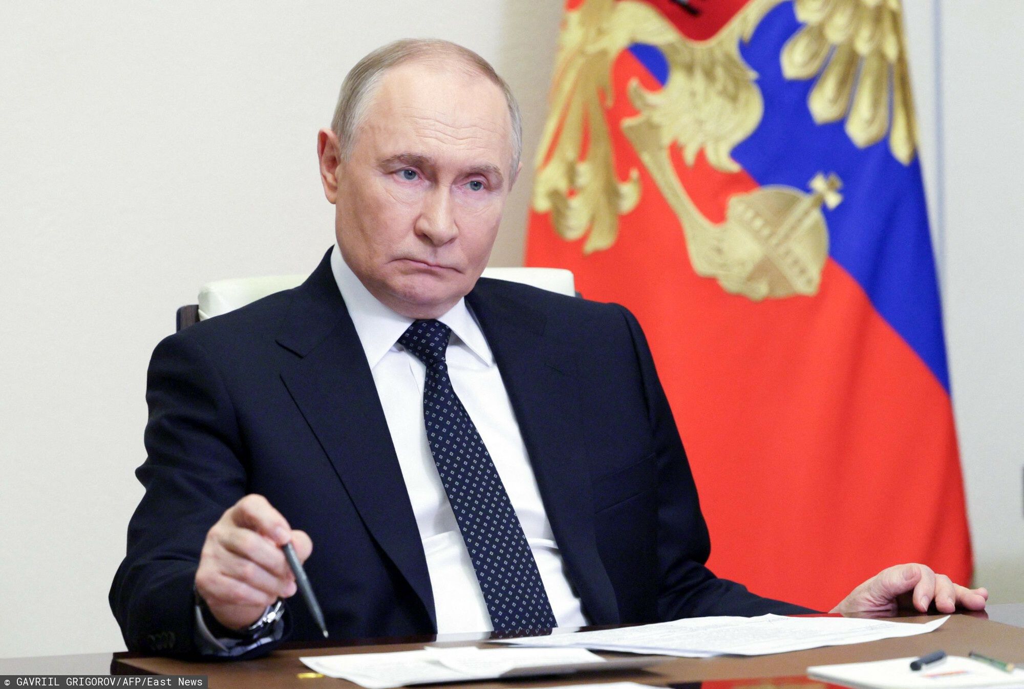 Temporary
In this pool photograph distributed by the Russian state agency Sputnik, Russia's President Vladimir Putin chairs a meeting with members of the government via a videoconference at the Novo-Ogaryovo state residence, outside Moscow, on June 4, 2025. (Photo by Gavriil Grigorov / POOL / AFP)
GAVRIIL GRIGOROV