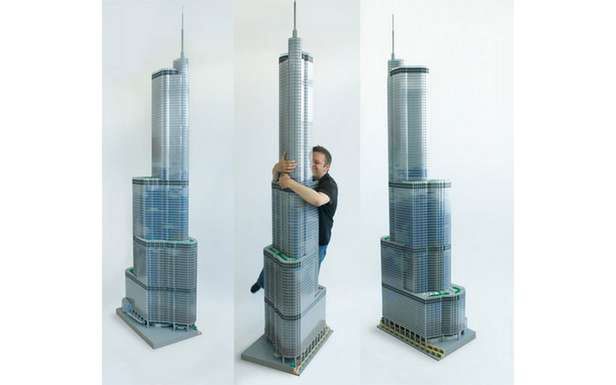 Imponująco szczegółowa replika Trump Tower Chicago zbudowana z klocków LEGO