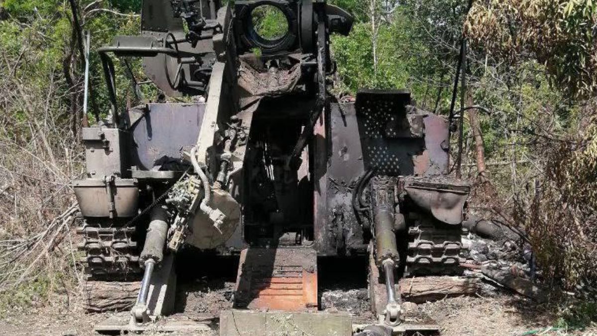 Pokazali strzępy 2S5 Hiacynt gdzieś w w obwodzie chersońskim