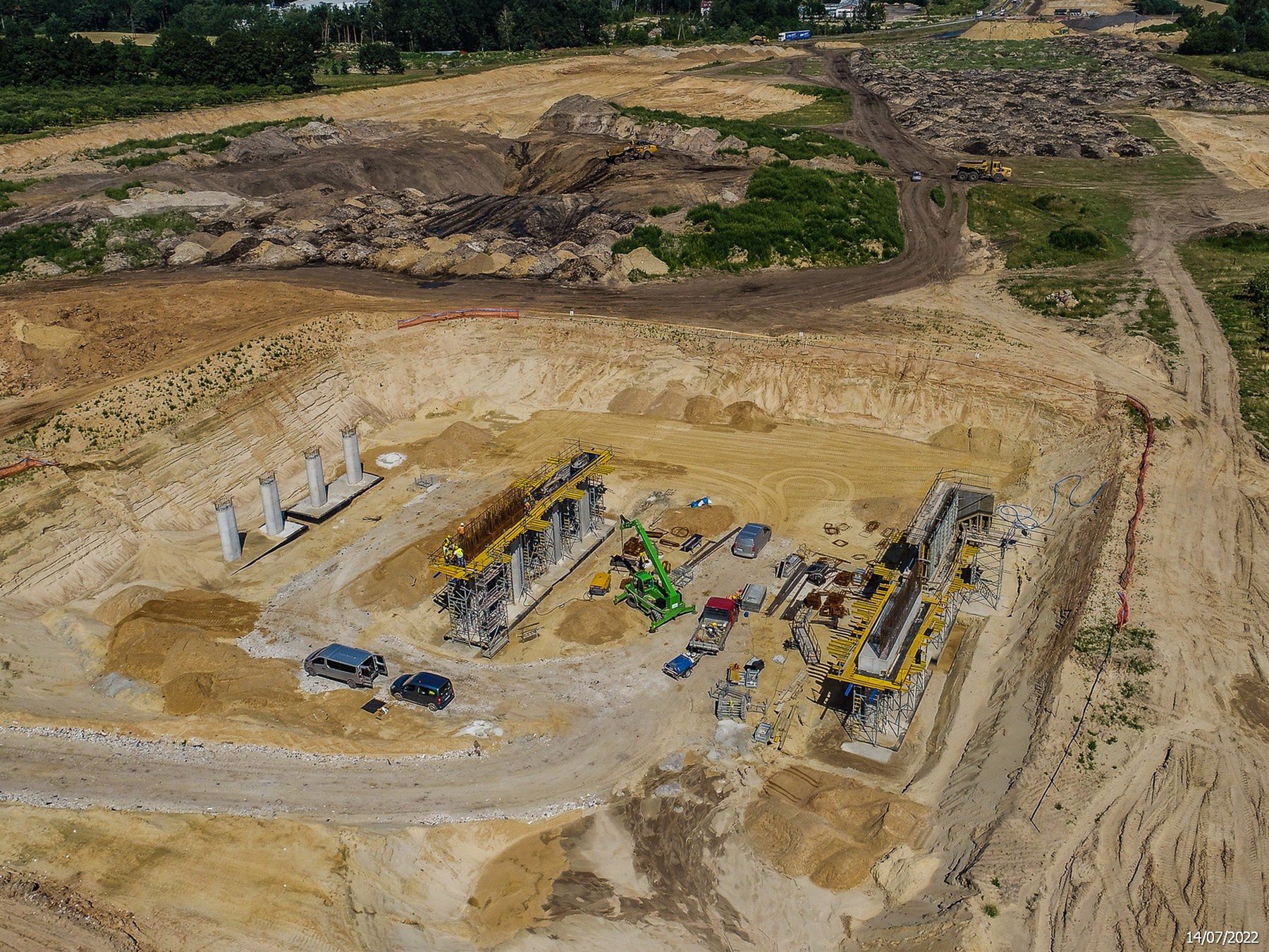 Budowa autostrady A2 na odcinku Gręzów-Siedlce Zachód, stan na lipiec 2022 r.