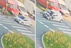 Rowerzysta nie miał szans. Moment potrącenia na pasach