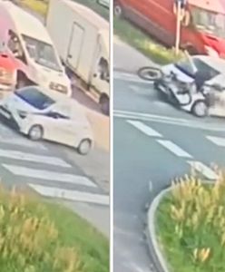 Rowerzysta nie miał szans. Moment potrącenia na pasach