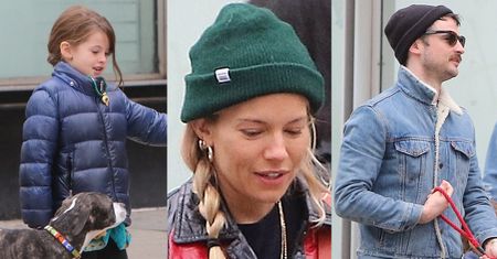 Naturalna Sienna Miller na spacerze z córeczką