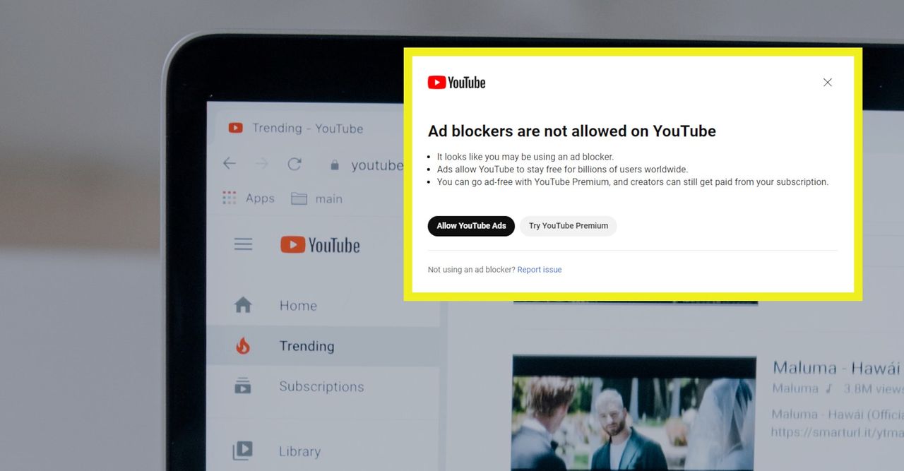 Blokowanie adblocka w YouTube