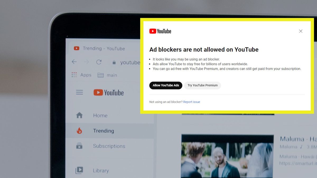 Blokowanie adblocka w YouTube