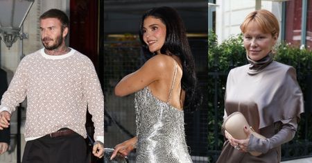 Nowa dostawa kreacji z paryskiego Tygodnia Mody: srebrna Kylie Jenner, metaliczna Pamela Anderson i David Beckham w swetrze