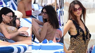 Emily Ratajkowski wygrzewa się na plaży w mocno wyciętym bikini (ZDJĘCIA)