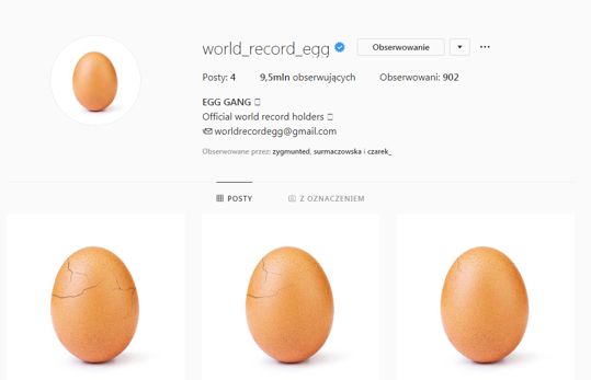 Co wykluje się z instagramowego profilu jajka? "World record egg" podbija sieć