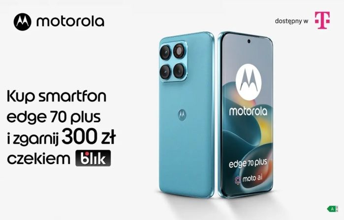 Motorola edge 70 plus już w T-Mobile. 200 Mpx, bateria 6500 mAh i 300 zł zwrotu BLIK