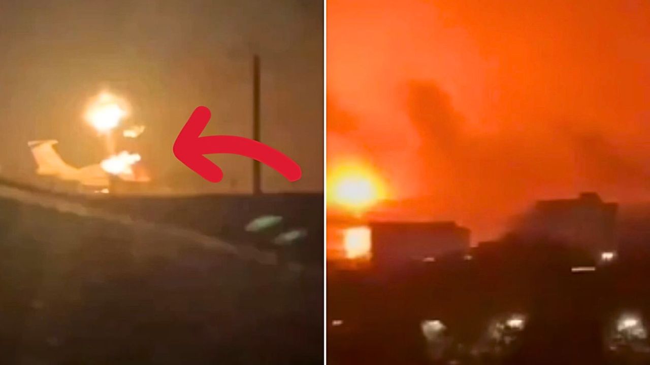 Eksplozje w Rosji. Moment ataku na rzadki samolot armii Putina