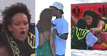 Rihanna wyławia ASAP Rocky'ego z otchłani Atlantyku podczas wodnego szaleństwa na Barbadosie (ZDJĘCIA)