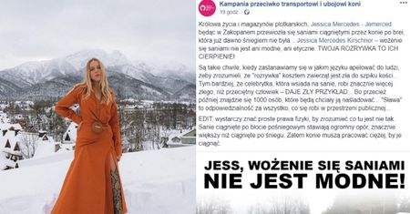 Jessica Mercedes krytykowana za jazdę saniami w Zakopanem. "Twoja rozrywka to ich cierpienie!"