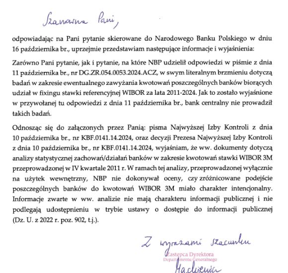 Odpowiedź NBP dla money.pl 