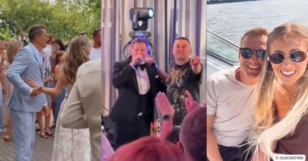 Poprawiny z pompą u Brzozowskich! Po rejsie motorówką na scenę wparował Norbi i porwał pana młodego do duetu (WIDEO)
