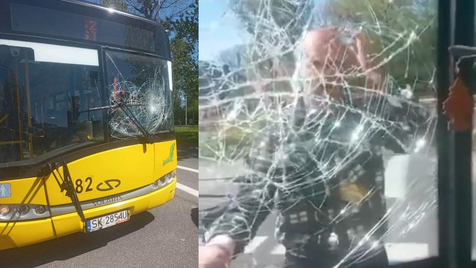Mężczyzna rozbił szybę autobusu