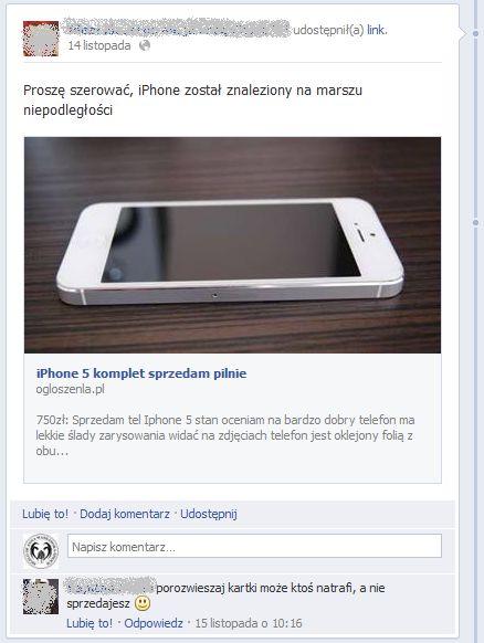 iPhone na Fejsie za 750 zł? Nie korzystajcie z takich "okazji", to naciągacze 2