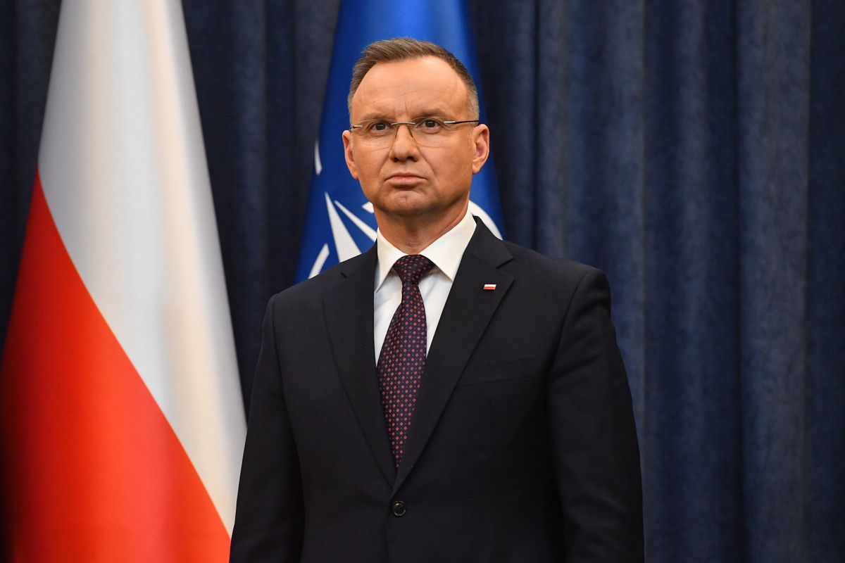Prezydent Andrzej Duda podczas oświadczenia w Pałacu Prezydenckim w Warszawie