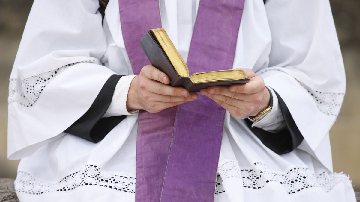 Priest's Bible
Priest's Bible. (Photo by: Godong/Universal Images Group via Getty Images)
Godong
Europe, adult, bible, book, cassock, catholic, catholicism, christianity, faith, liturgy, man, outdoors, people, practicing, prayer, praying, priest, reading, religion, religious, roman catholicism, sacred, spiritual, spirituality