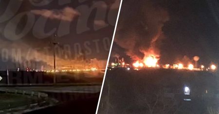 Pierwsze eksplozje było słychać o 23.00. Rozbłyski na niebie w Rosji