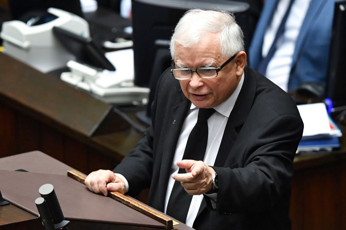 Jarosław Kaczyński podczas jednego z wystąpień w Sejmie