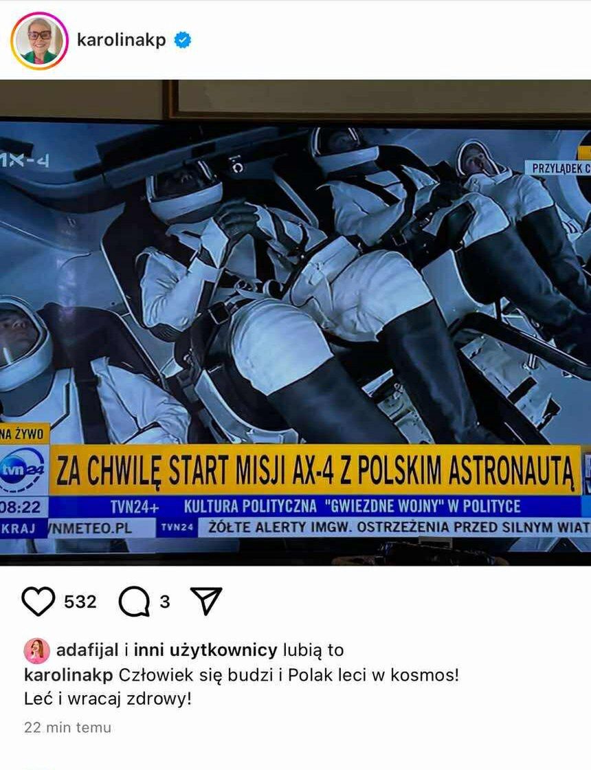 Gwiazdy reagują na start misji Uznańskiego-Wiśniewskiego