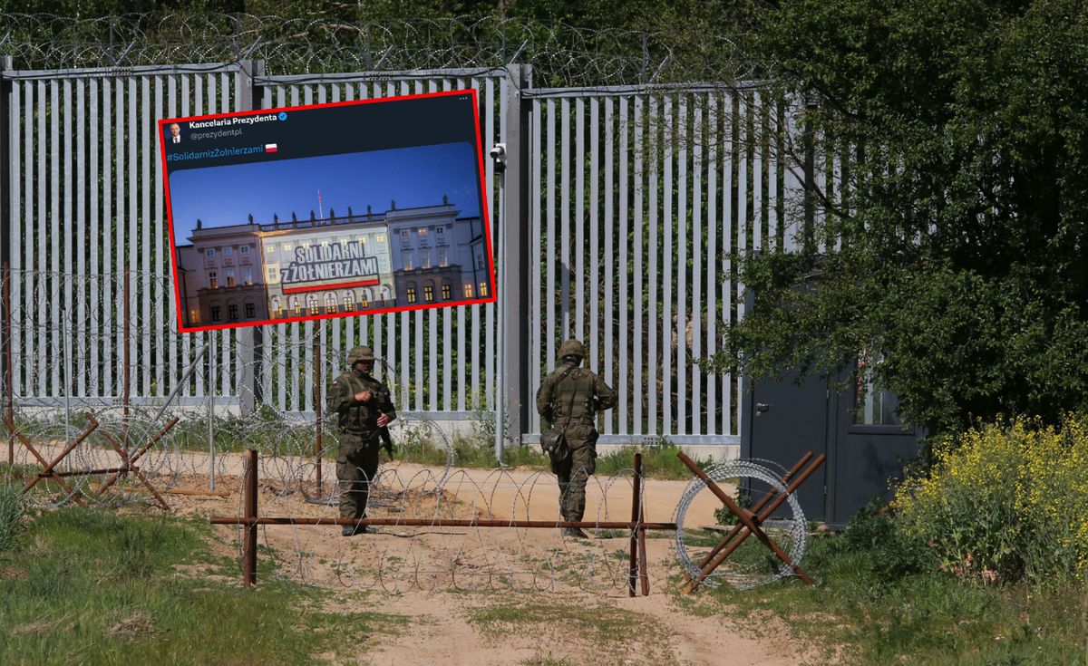 Na gmachu Pałacu Prezydenckiego pojawił się napis "solidarni z żołnierzami"