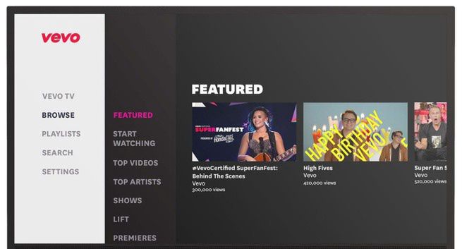 Vevo i Vevo TV na PlayStation