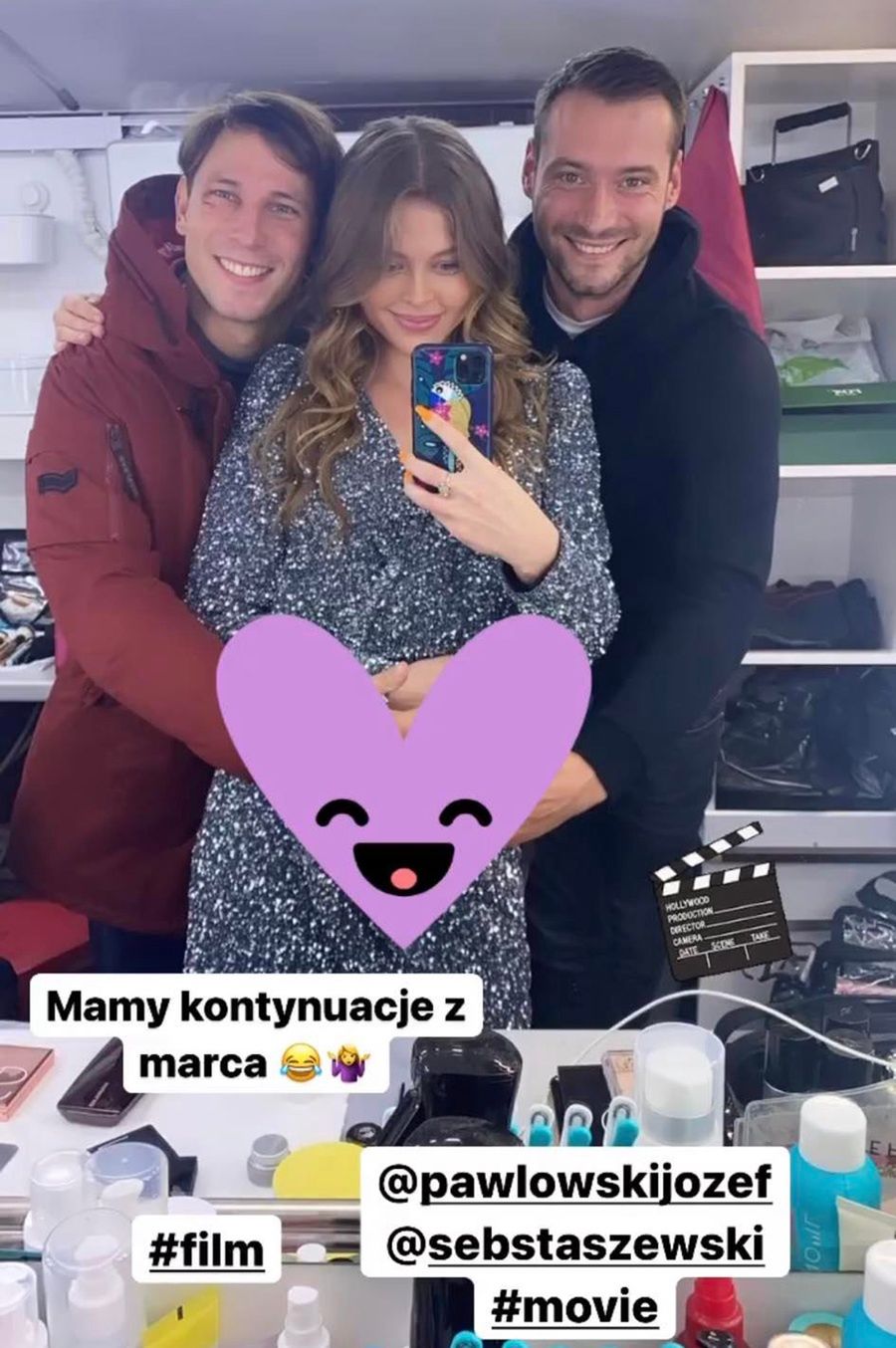 Joanna Opozda na planie filmowym (Instagram)