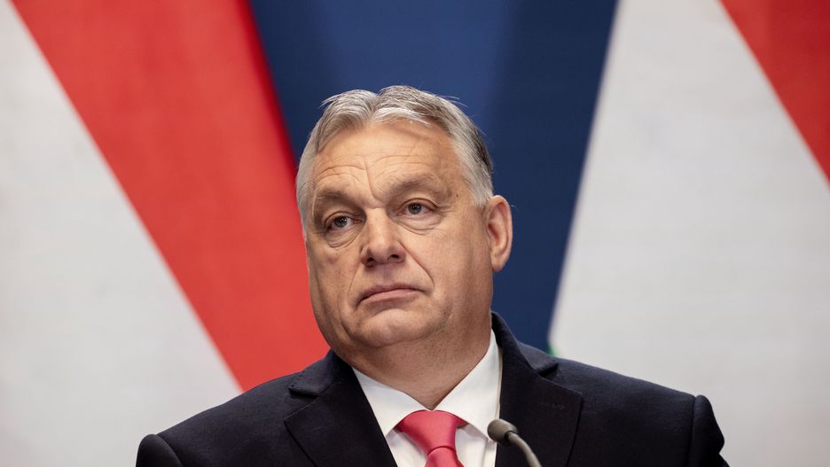 BUDAPEST, HUNGARY - JANUARY 16: Viktor Orban, Hungary's prime minister, speaks during a news conference with Robert Fico, Slovakia's prime minister, not pictured on January 16, 2024 in Budapest, Hungary. Slovakia's recently elected populist prime minister visits his Hungarian counterpart in Budapest, his second official trip since taking office last September. (Photo by Janos Kummer/Getty Images)