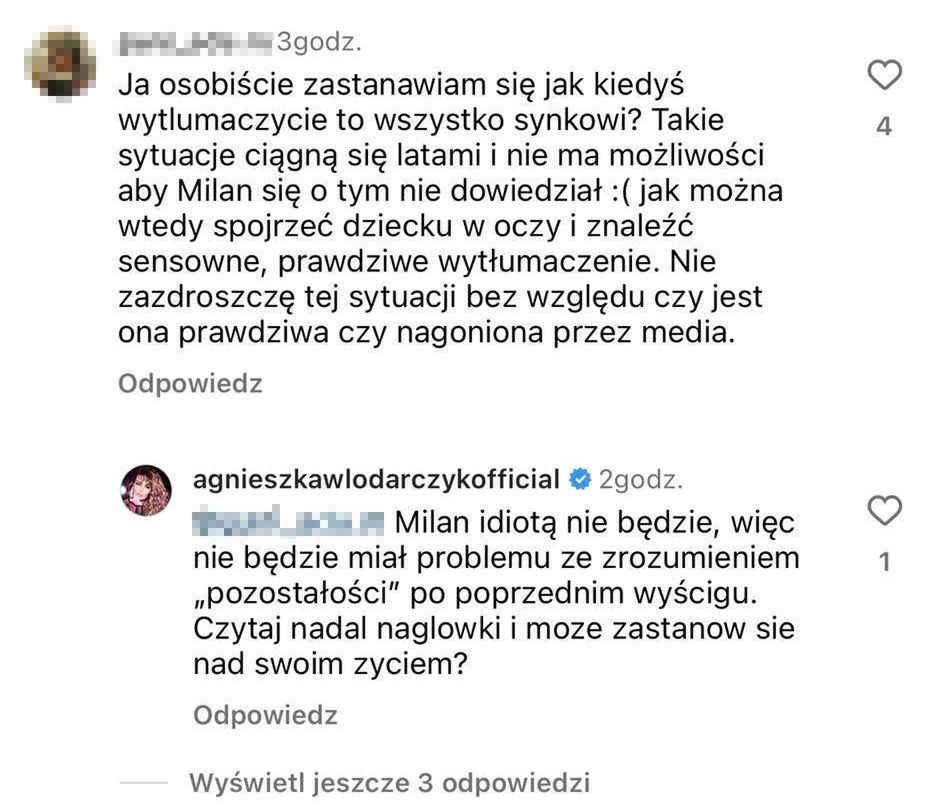 Agnieszka Włodarczyk reaguje na komentarz internautki. Stanowcze słowa