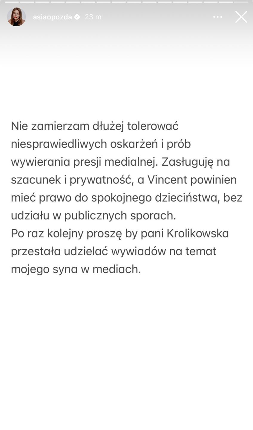 Opozda reaguje na proces, jaki wytoczyła jej teściowa