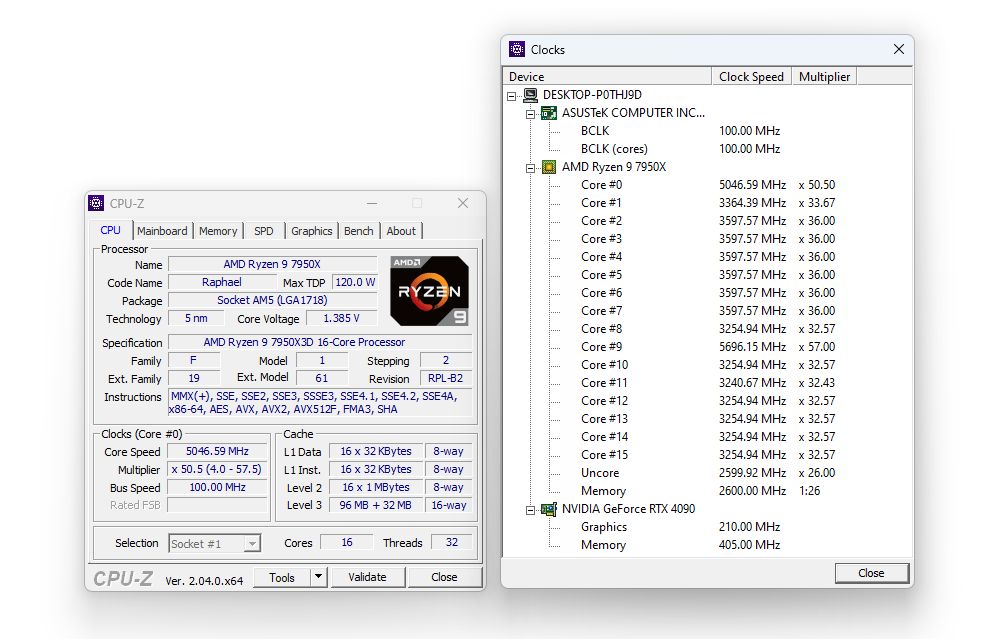 AMD Ryzen 9 7950X3D - taktowanie pojedynczego rdzenia