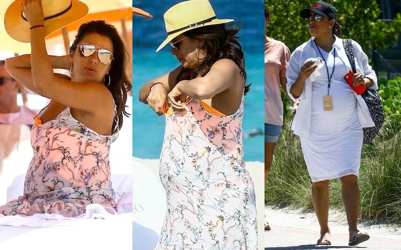 Ciężarna Eva Longoria na plaży w Miami