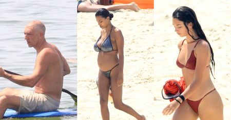 Vincent Cassel wiosłuje smutno na wakacjach z ciężarną żoną i nastoletnią córką (FOTO)