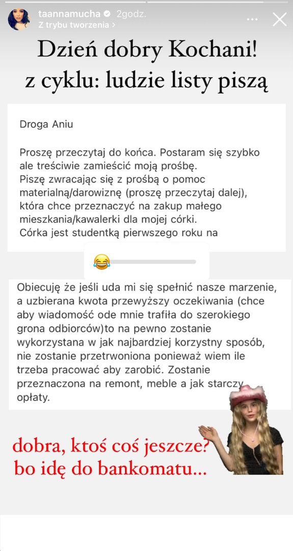 Anna Mucha pokazuje "list" od fanki. Padła nietypowa prośba