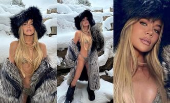 Khloe Kardashian pozuje w bikini za 3 tysiące i wielkim futrze, narażając podrasowane chirurgicznie wdzięki na ODMROŻENIE (ZDJĘCIA)