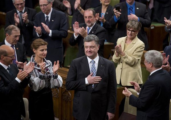 Entuzjastycznie przyjęty prezydent Ukrainy dziękuje za wsparcie