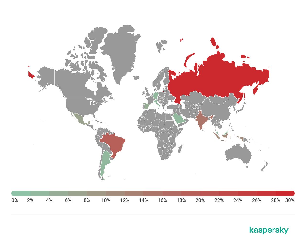 Lokalizacje, w których wykryto Shoppera, źródło: Kaspersky Lab.