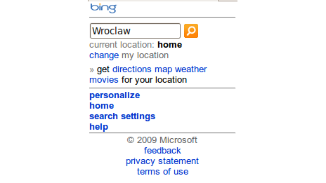 Microsoft Bing w wersji mobilnej 1