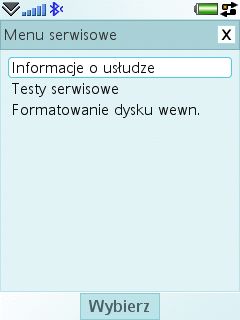 Menu serwisowe w UIQ3 2