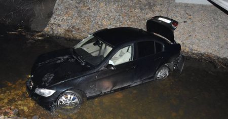 BMW wpadło do rzeki. 18-letni kierowca zabrany śmigłowcem LPR