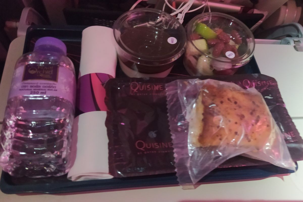 Lunch on board Qatar Airways