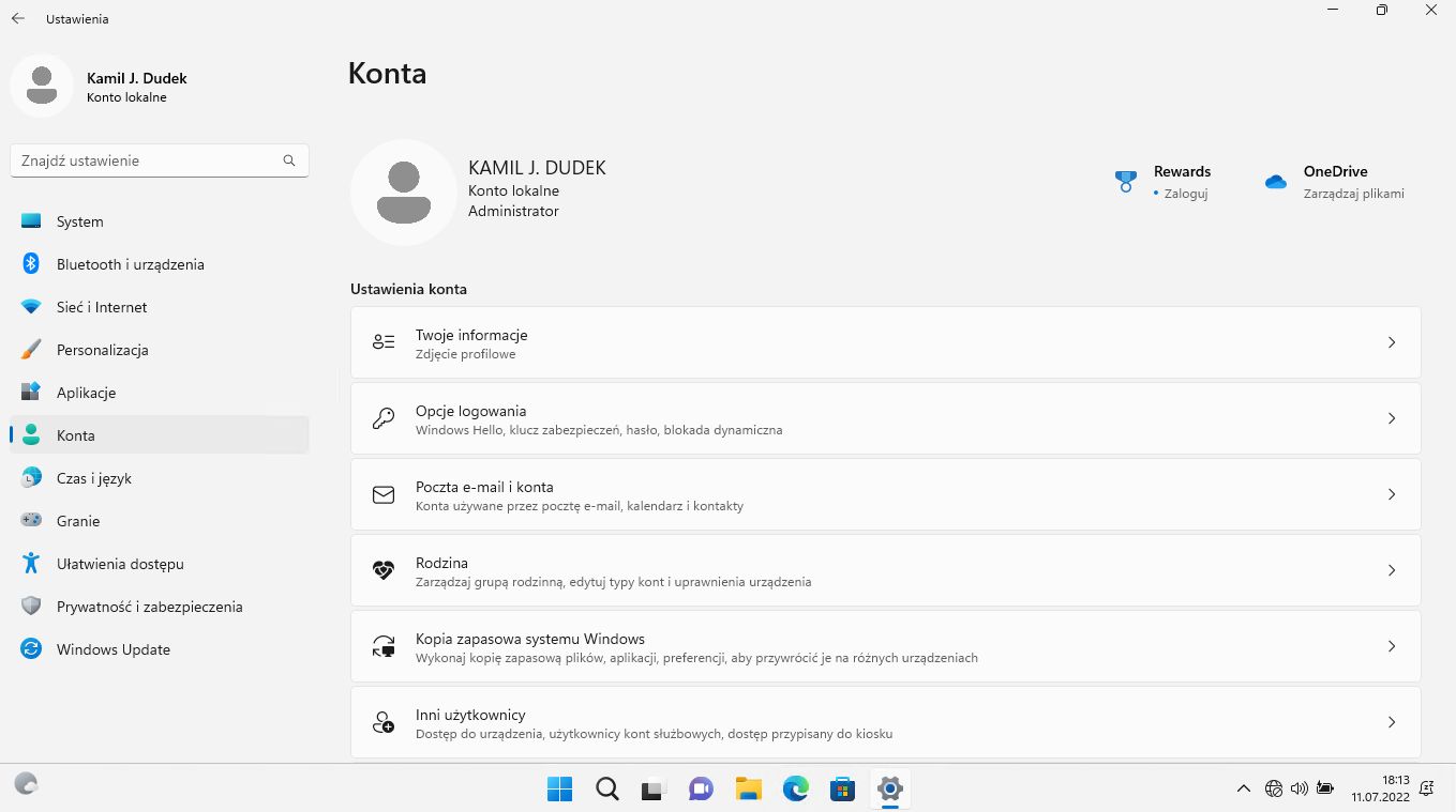 Konto lokalne w 22H2