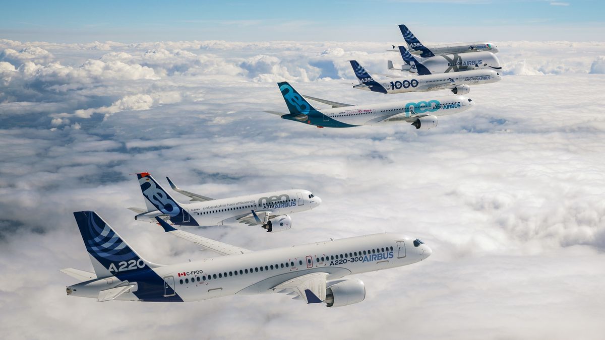 Portfolio samolotów pasażerskich Airbusa w powietrzu